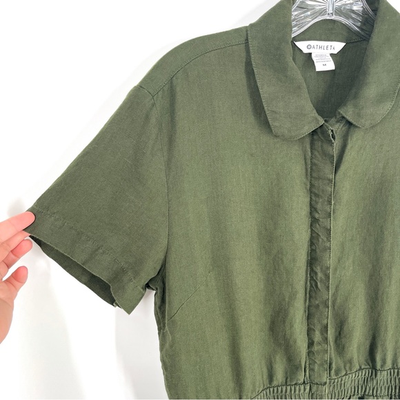 Athleta Linen Avenue Romper Aspen Olive Green - Picture 8 of 12
